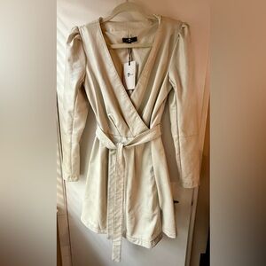 7 For All Mankind Beige Wrap Mini Dress